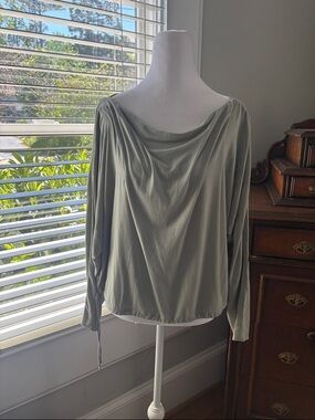 Athleta Olive Sage Draped Long-Sleeve Top
